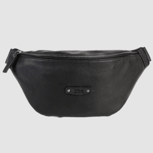Sac Banane ORSAY – Cuir Noir – ZEDE - Vu de face sur fond gris