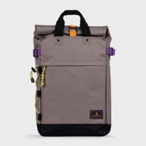 Sac à dos Roll-Top Taupe – 100 % Polyester Recyclé – Billybelt - Vu de face sur fond blanc