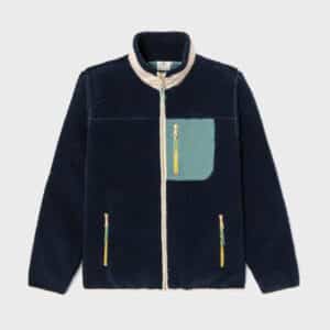 Veste Sherpa Mixte Zippée - Bleu et vert - Billybelt - Vue de face sur fond blanc