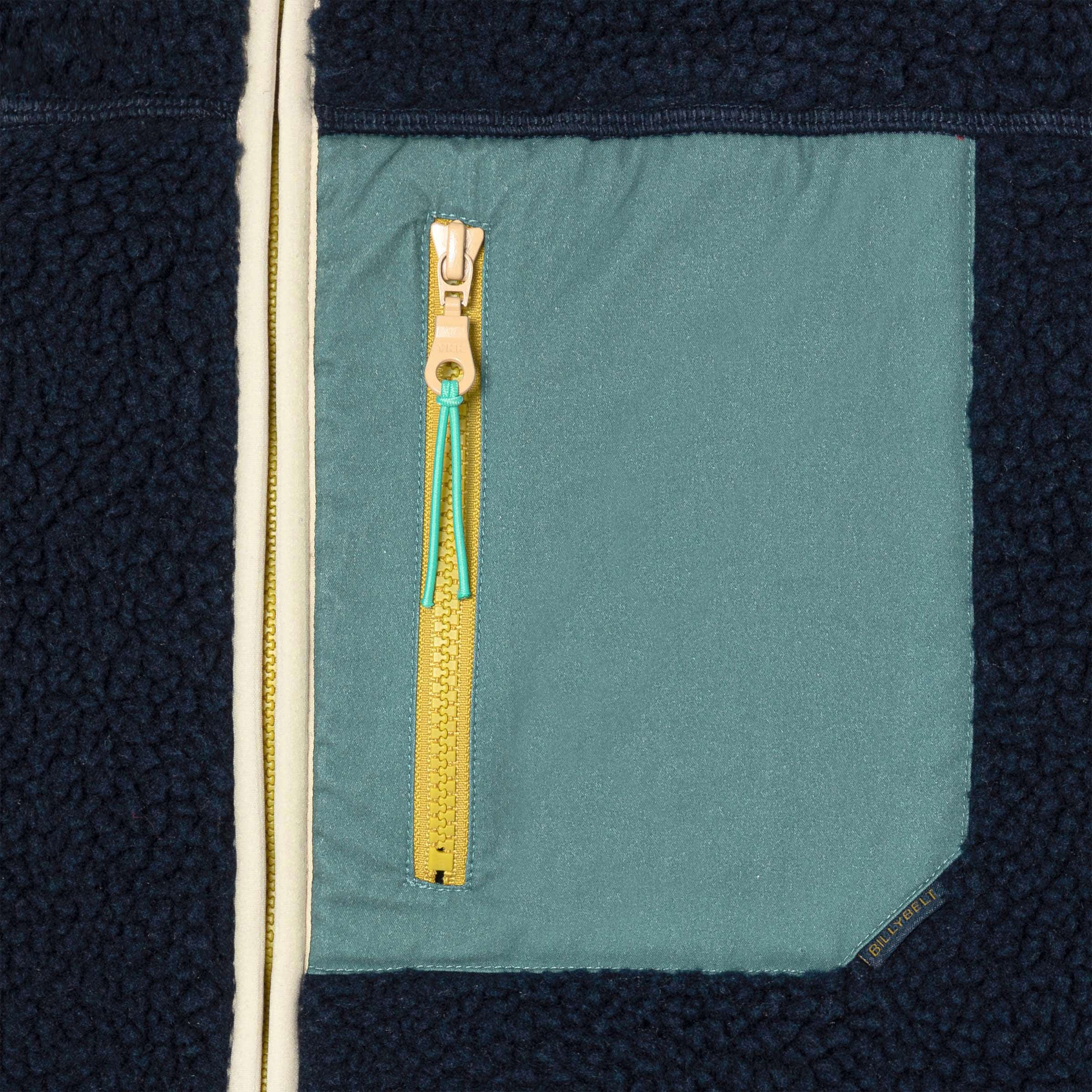Veste Sherpa Mixte Zippée - Bleu et vert - Billybelt - Zoom