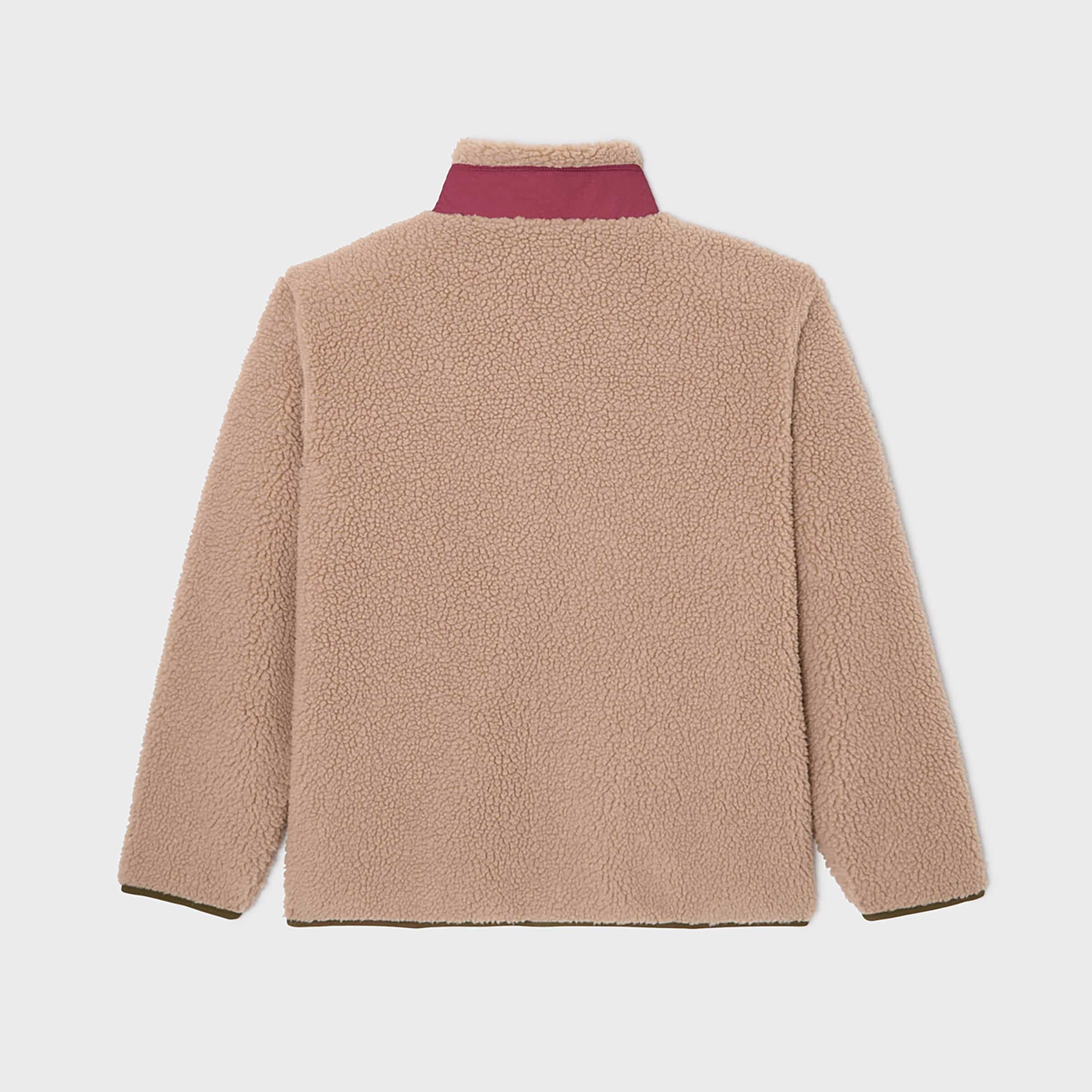 Veste Sherpa Mixte Zippée - Naturel et bordeaux - Billybelt - Vue de dos sur fond blanc