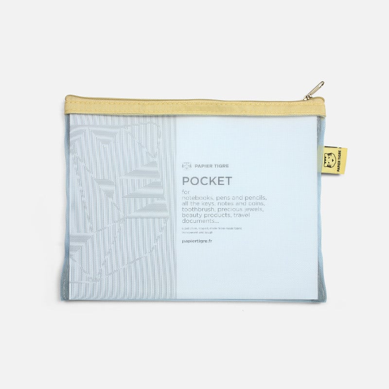 Pochette Mesh M – Bleu ciel - Papier Tigre - Vue de face sur fond blanc
