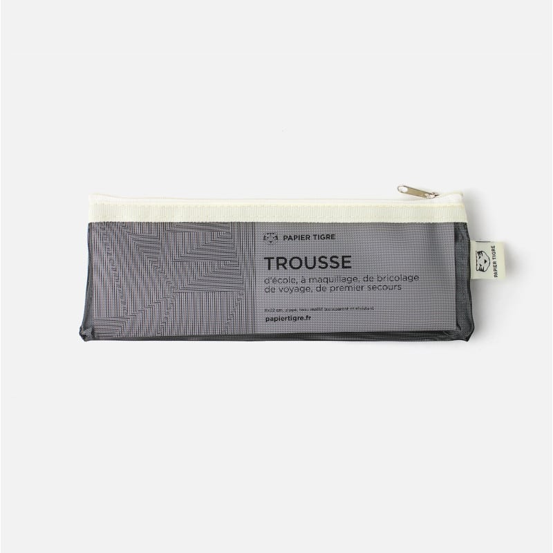 Trousse Mesh – Noire - Papier Tigre - Vue de face sur fond blanc