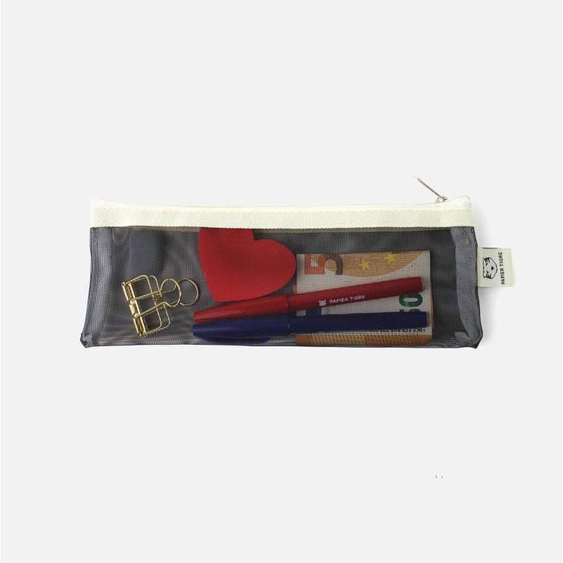 Trousse Mesh – Noire - Papier Tigre - Vue de face sur fond blanc