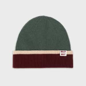 Bonnet en laine – Kaki, Bordeaux et Beige – Billybelt - Vu de face sur fond blanc