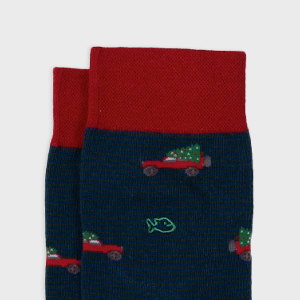 Chaussettes à motifs en coton peigné - Christmas Jeep – Billybelt - Vues de face sur fond blanc