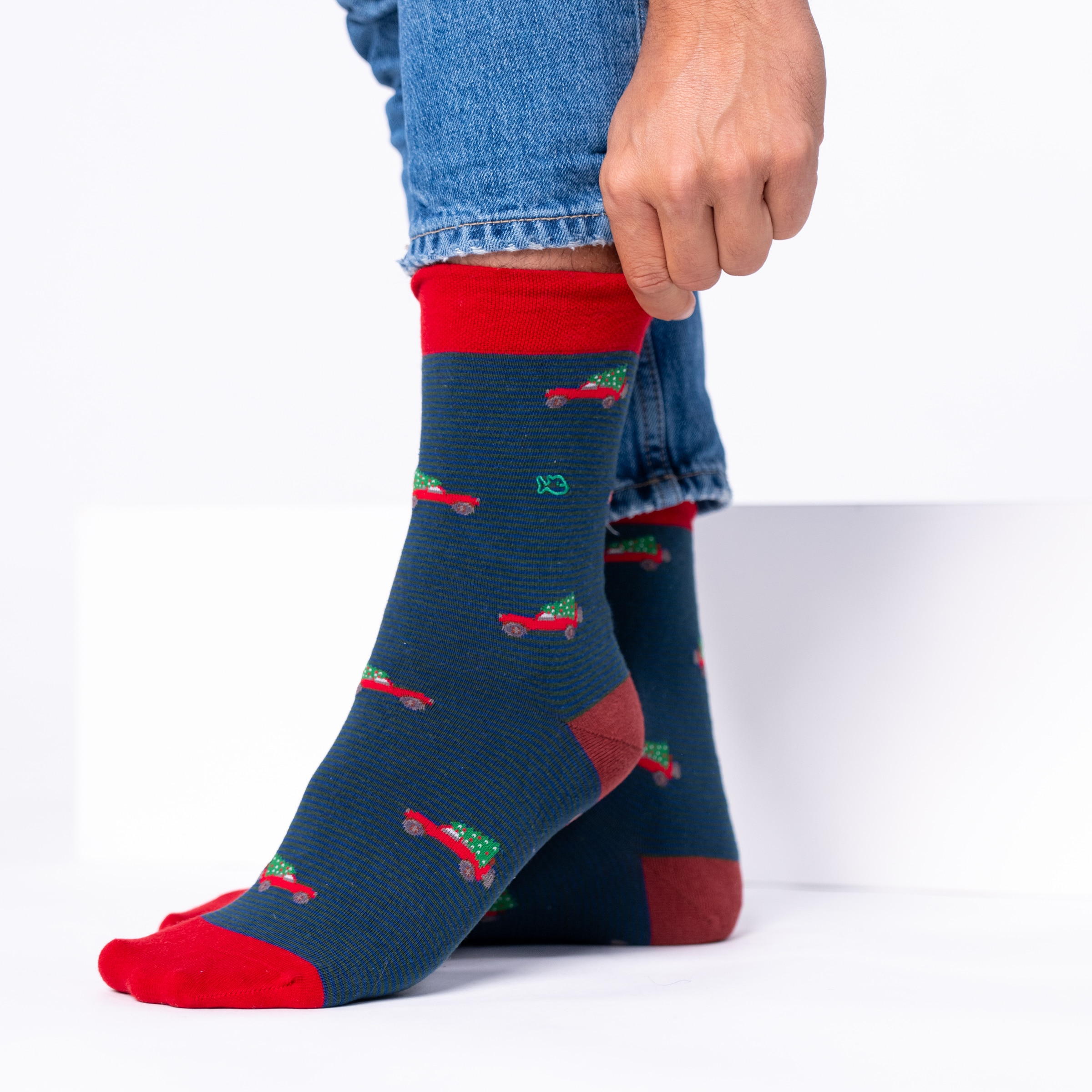 Chaussettes à motifs en coton peigné - Christmas Jeep – Billybelt - Portées
