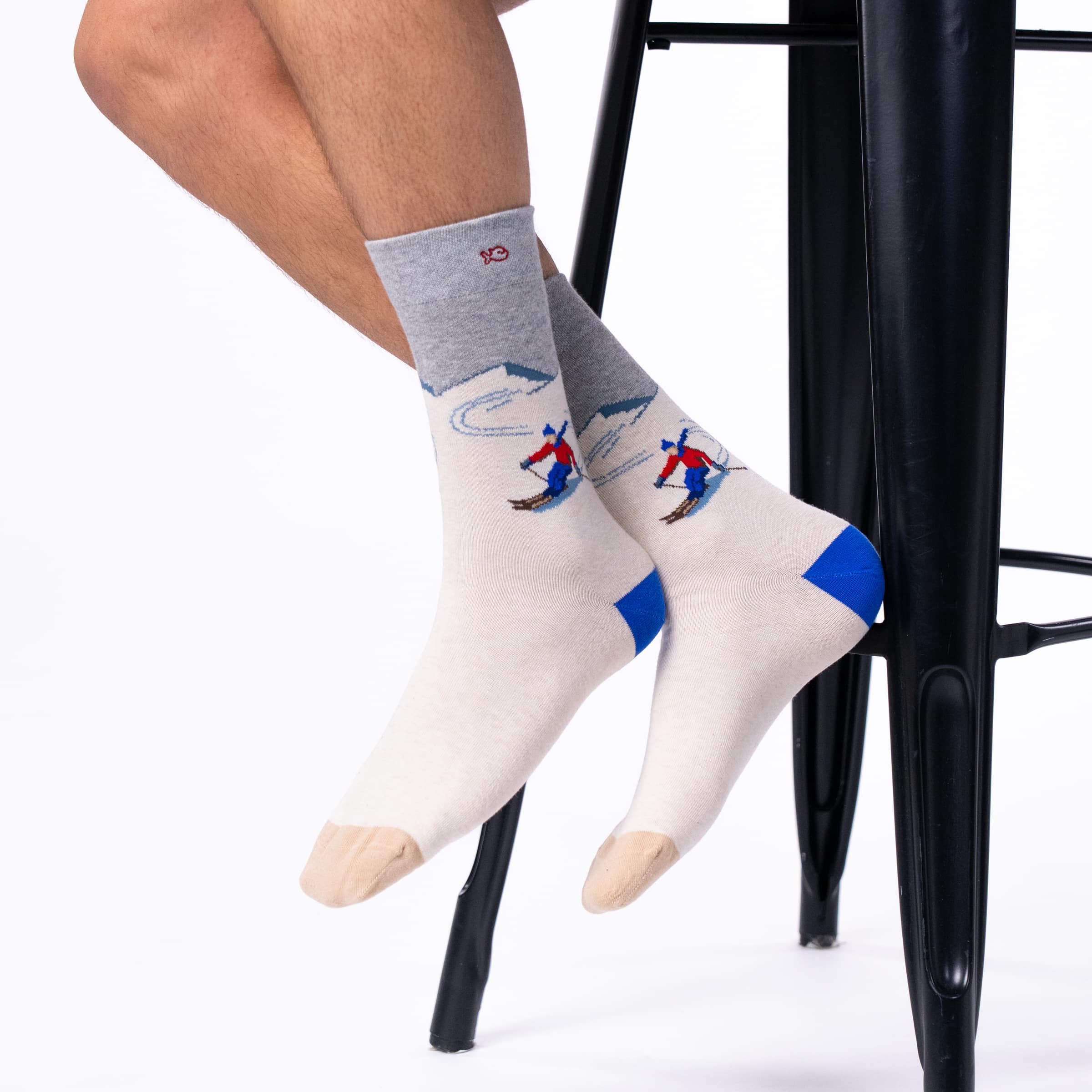 Chaussettes à motifs Skieur en coton peigné – Billybelt - Portées