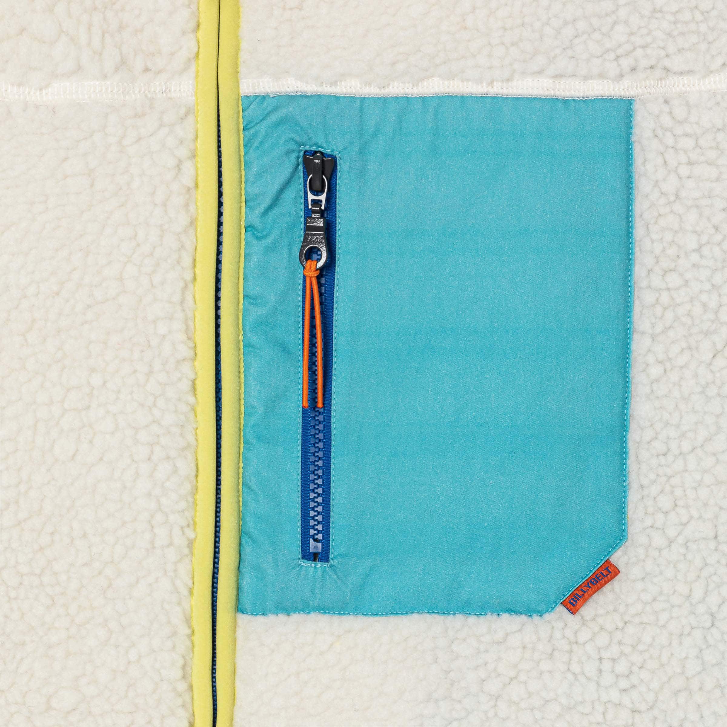 Veste Sherpa Mixte Zippée - Ivoire et bleu - Billybelt - Zoom