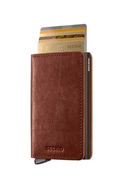 Premium Miniwallet Basco – Whiskey - Secrid - Vu de côté sur fond blanc