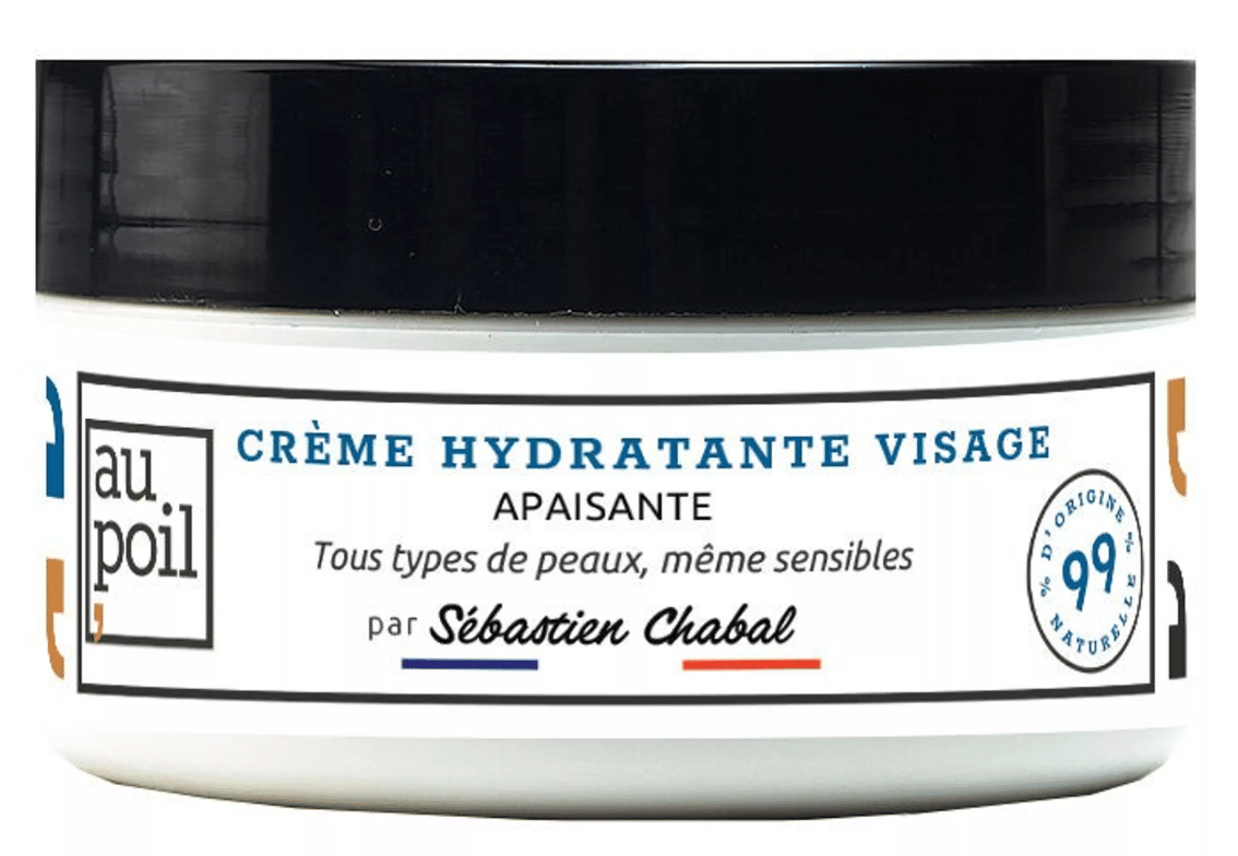 Crème hydratante visage - Au poil - vue de face sur fond blanc.