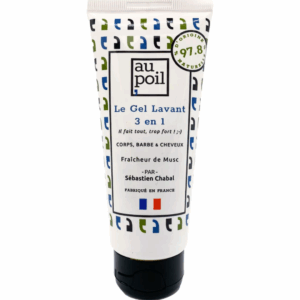 Gel lavant 100ml homme - 3 en 1 - Au poil - vue de face sur fond blanc.