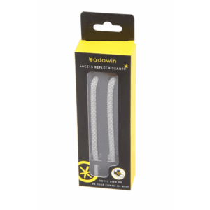 Lacets Réfléchissants 120 cm – Gris – Badawin - Vus de face sur fond blanc