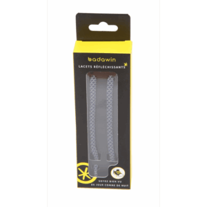 Lacets Réfléchissants 120 cm – Noir – Badawin - Vus de face sur fond blanc