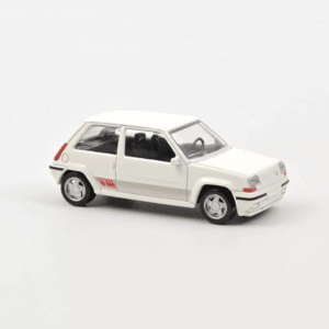 Voiture minimaliste 1/43 - Renault SuperCinq - Blanc - Norev - vue de coté sur fond blanc