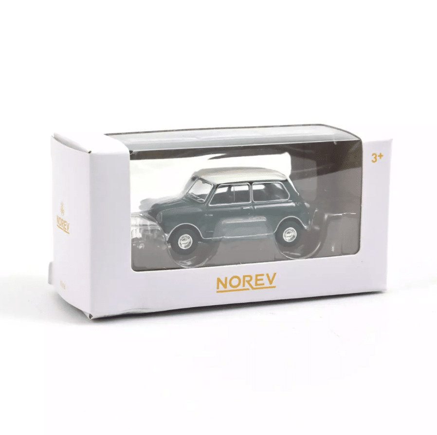 Voiture minimaliste Mini Cooper 1964 Vert Amande 1/54 – Norev - Vue de face sur fond blanc