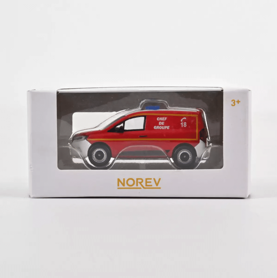 Voiture minimaliste 1/64 - Renault Kangoo - Pompier - Norev - vue de coté