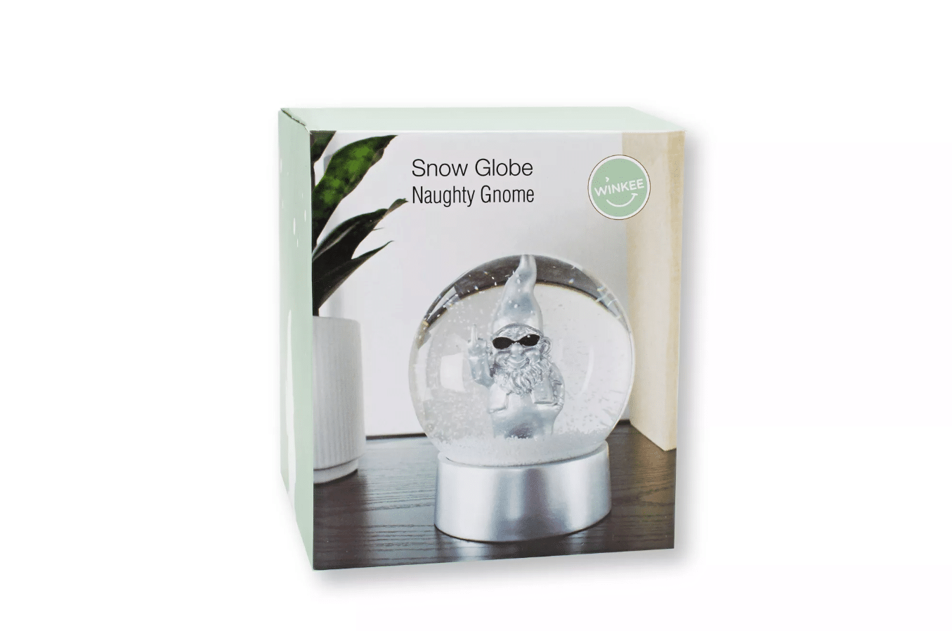 Boule à neige argent – Nain de roche – Winkee - Vue de face sur fond blanc