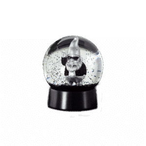 Boule à neige noire – Nain de roche – Winkee - Vue de face sur fond blanc